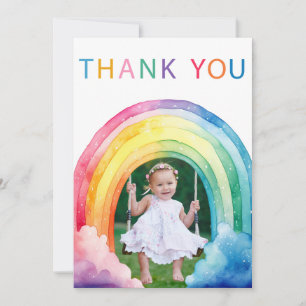 Whimsical Rainbow Arch Photo Thank You Card