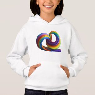 Whimsical Rainbow Bee Floral Glitter Kids Hoodie