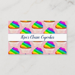 Whimsical Rainbow Cupcakes Baker Or Bakery Business Card