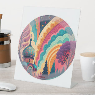 Whimsical Rainbow Dome Pedestal Sign – Customise