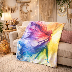 Whimsical Rainbow Fairy - Enchanted Cottagecore Sherpa Blanket