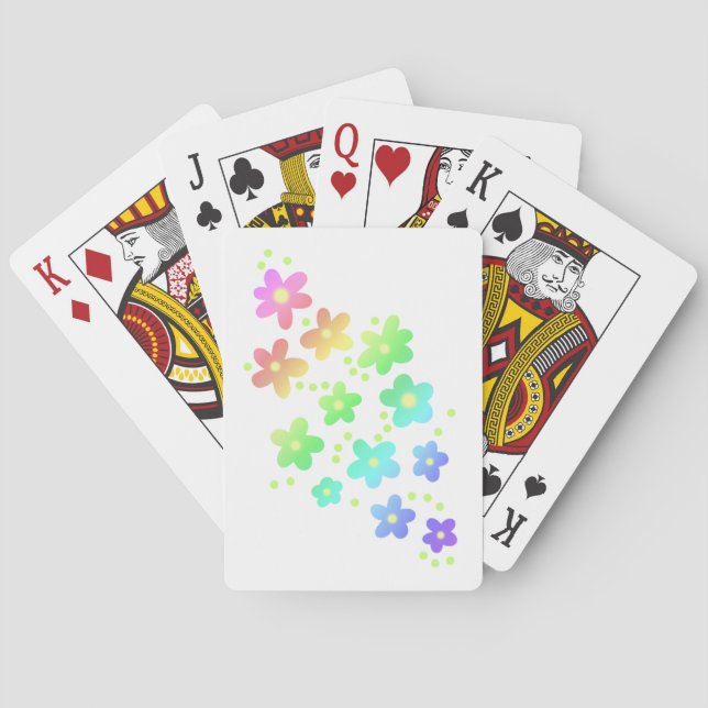 Whimsical Rainbow Flowers Playing Cards (Back)