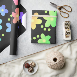 Whimsical Rainbow Flowers Wrapping Paper