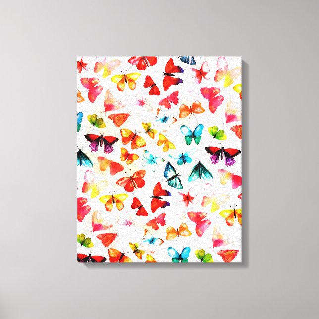Whimsical Rainbow Forest Butterfly Watercolor  Canvas Print (Front)