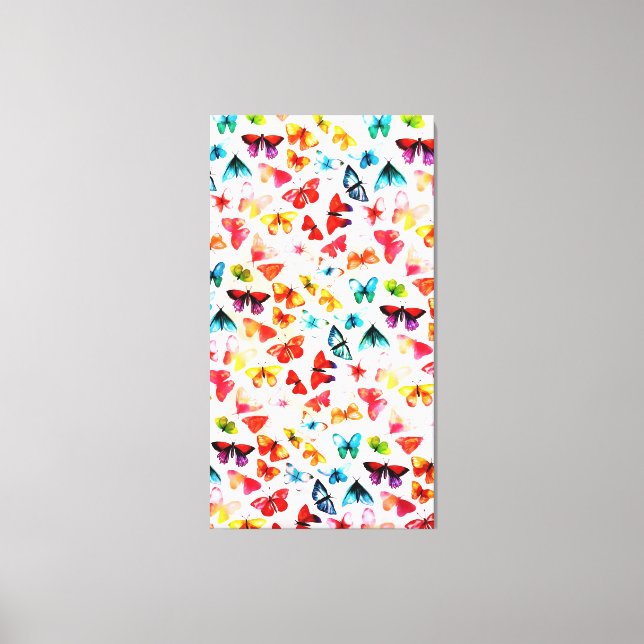 Whimsical Rainbow Forest Butterfly Watercolor  Canvas Print (Front)