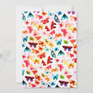 Whimsical Rainbow Forest Butterfly Watercolor  Holiday Card