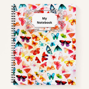 Whimsical Rainbow Forest Butterfly Watercolor  Notebook