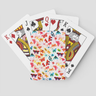 Whimsical Rainbow Forest Butterfly Watercolor Playing Cards