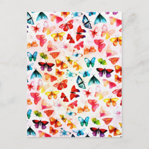 Whimsical Rainbow Forest Butterfly Watercolor  Postcard