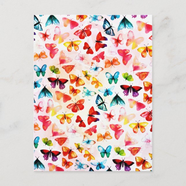 Whimsical Rainbow Forest Butterfly Watercolor  Postcard (Front)