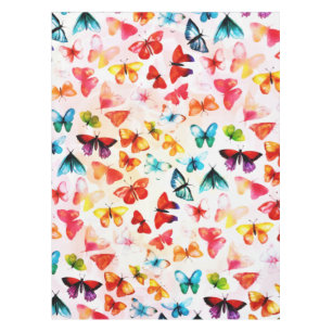 Whimsical Rainbow Forest Butterfly Watercolor  Tablecloth