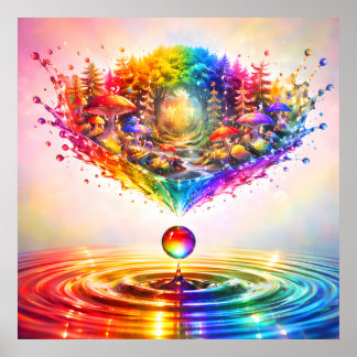 Whimsical Rainbow Forest Splash Poster