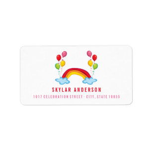 Whimsical Rainbow & Fun Balloons Address Labels