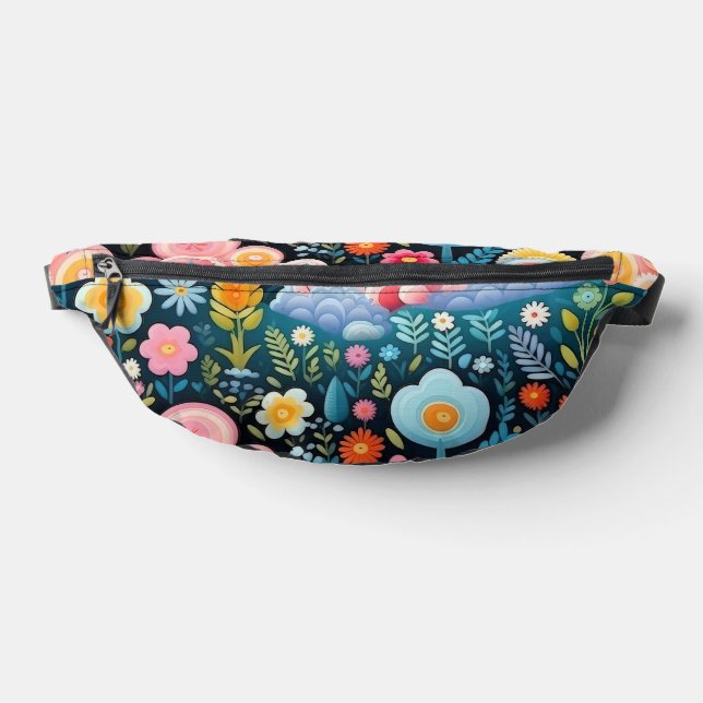 Whimsical Rainbow Garden Floral Fantasy Pattern Bum Bags (Lay Down)