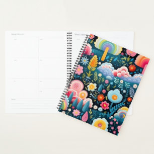 Whimsical Rainbow Garden Floral Fantasy Pattern Planner