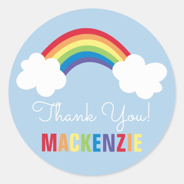 Whimsical Rainbow Happy Birthday Party Sticker (Front)