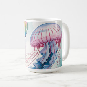 Whimsical Rainbow Jellyfish Watercolor Design Coffee Mug