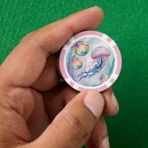 Whimsical Rainbow Jellyfish Watercolor Design Poker Chips