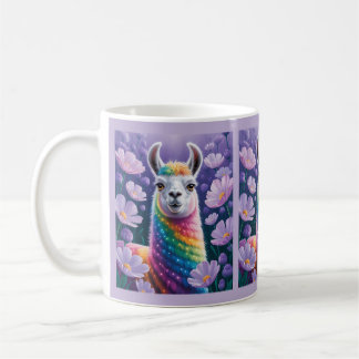 Whimsical Rainbow Llama Painting Coffee Mug