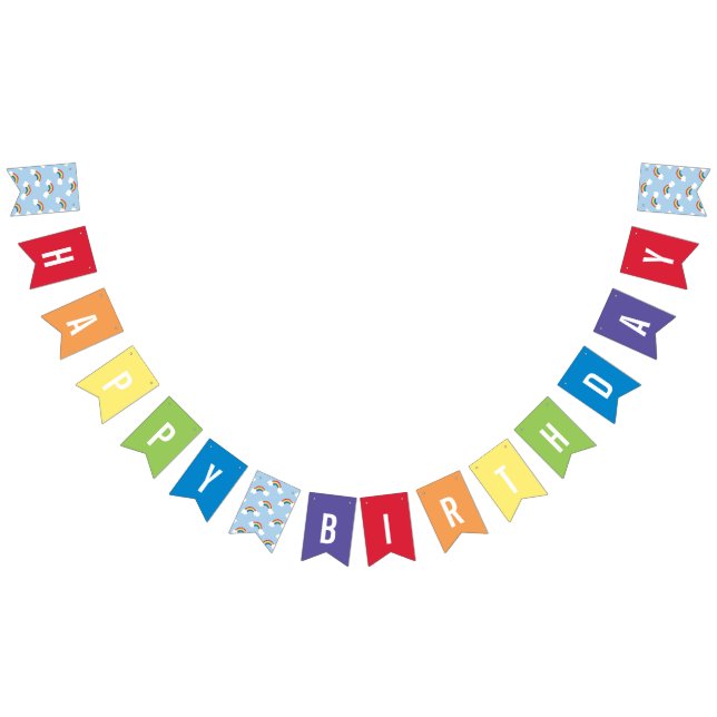 Whimsical Rainbow Multi Coloured Birthday Banner (All)