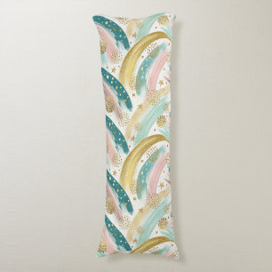 Whimsical Rainbow Pastel Abstract with Gold Stars Body Cushion