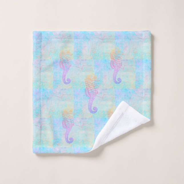 Whimsical Rainbow Pastels Sea Horse  Wash Cloth (Wash Cloth)