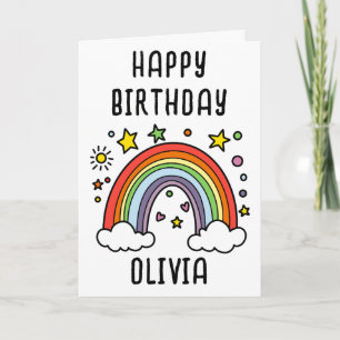 Whimsical Rainbow Personalised Girls Birthday Card