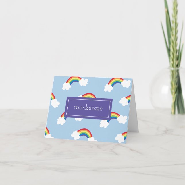 Whimsical Rainbow Personalised Thank You Notes (Front)