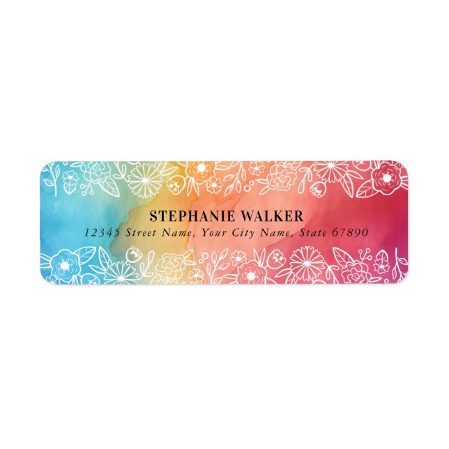 Whimsical Rainbow Return Address Labels (Front)