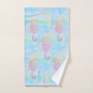 Whimsical Rainbow Sea Horse   Hand Towel