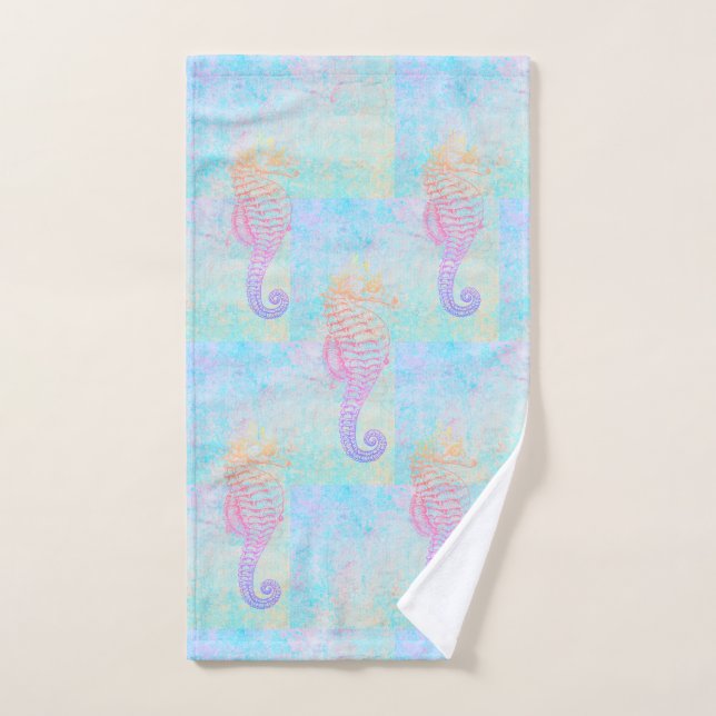 Whimsical Rainbow Sea Horse   Hand Towel (Hand Towel)