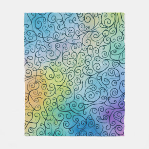 Whimsical Rainbow Swirl Pattern Abstract Colourful Fleece Blanket
