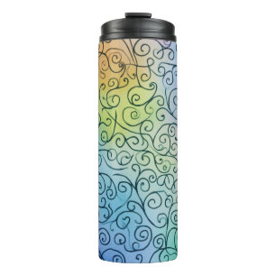 Whimsical Rainbow Swirl Pattern Abstract Colourful Thermal Tumbler