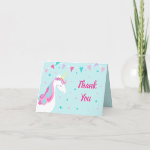 Whimsical Rainbow Unicorn Birthday Thank You Card