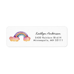 Whimsical Rainbow Watercolor Return Address
