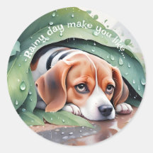 Whimsical Rainy Day Leaf Cover Beagle 