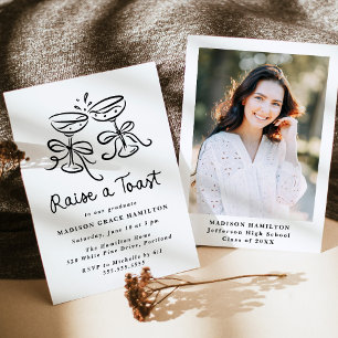 Whimsical Raise a Toast Photo Graduation Party Invitation