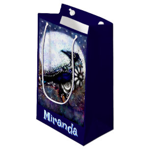Whimsical Raven Moon Floral Personalised Small Gift Bag