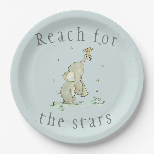 Whimsical Reach for the Stars Paper Plate (Front)
