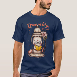 Whimsical Reading Buddha Lantern Design T-Shirt
