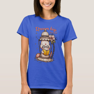 Whimsical Reading Buddha Lantern Design T-Shirt