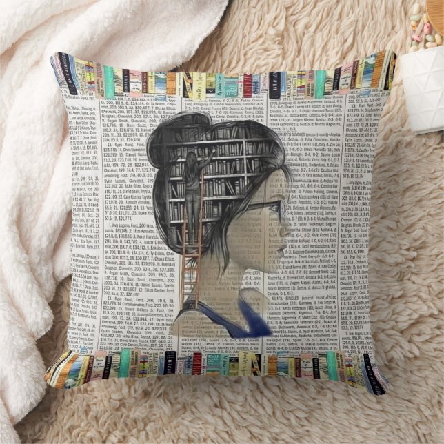 Whimsical Reading Girls Cushion (Blanket)