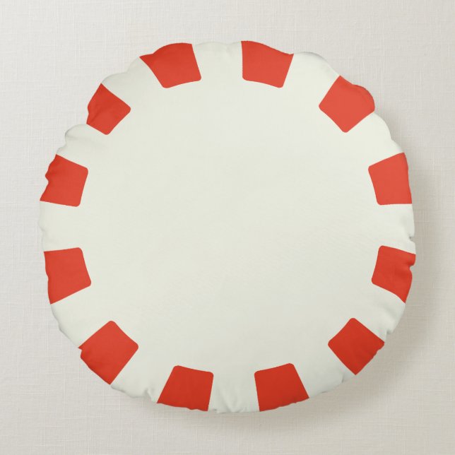 Whimsical Red and White Peppermint Round Cushion (Front)