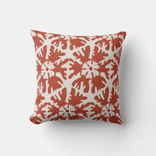 Whimsical Red & Beige Modern Christmas Star Cushion