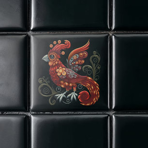 Whimsical Red Bird Tile