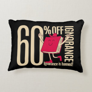 Whimsical Red Book Ignorance Banned Accent Throw Decorative Cushion