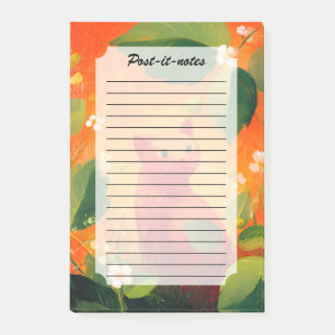 Whimsical Red Cat Wildflower Garden Post-it Notes