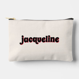 Whimsical Red Cherry Shadow Lettering Luxe Makeup Accessory Pouch