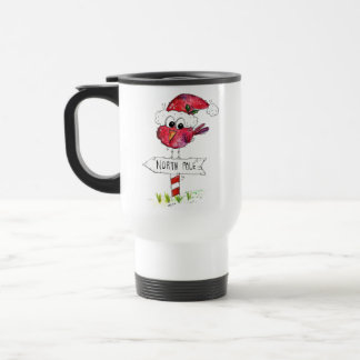 Whimsical Red Christmas Bird Travel Mug