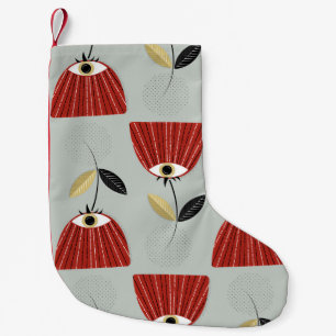 Whimsical Red Floral Arrangement Small Christmas Stocking